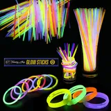 Trimming Shop Knicklichter Party Set für Kinder & Erwachsene, 25 Leuchtstäbe mit Verbinder Lang anhaltende Neon Knicklichter Halsketten, Armbänder, Halloween mitgebsel kinder, Deko & Festival Zubehör