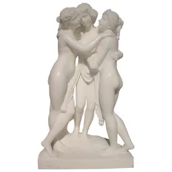 Casa Padrino Jugendstil Garten Deko Marmor Skulptur 3 Frauen Grau H. 180 cm