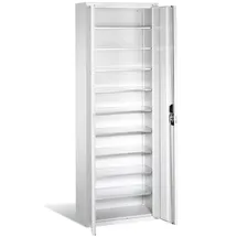 C+P Magazinschrank mit 9 Böden zur Aufnahme von Sichtlagerkästen, H1980xB700xT300mm Front Lichtgrau Korpus Lichtgrau