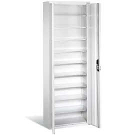 C+P Magazinschrank mit 9 Böden zur Aufnahme von Sichtlagerkästen, H1980xB700xT300mm Front Lichtgrau Korpus Lichtgrau