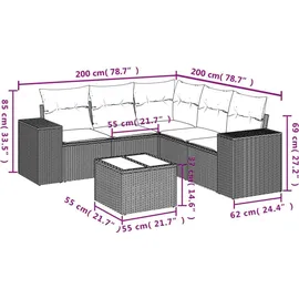 vidaXL Gartensofa-Set 6-tlg. braun
