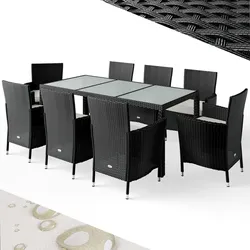 Polyrattan Garten-Sitzgruppe Bali 9-tlg Schwarz stapelbar