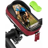 LEMEGO Fahrrad Handyhalterung Wasserdicht Lenkertasche 360°Drehbarem Motorrad Handyhalter für 4.7-7 Zoll Smartphone Halterung mit Regenhaube Handy Fahrradtasche Lenker Tasche (Rot)