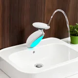 Badarmatur, Led-waschtischarmatur Wasserhahn Bad 3 Modus, Led Waschtischarmatur Mit Ausziehbarer Brause, Wasserfall Mischbatterie Bad, 360° Drehbar, Kreativer Wasserhahn Waschbecken Mit Mehrfarbige Be