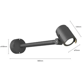 LUCANDE Beatrix 1 LED Außenleuchte 58 cm schwarz Aluminium