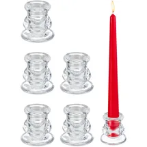 Relaxdays Stabkerzenhalter 6er Set Glas Transparent