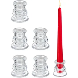 Relaxdays Stabkerzenhalter 6er Set Glas Transparent