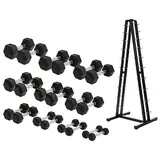 Sport-Thieme Kompakthantel-Set ""Gummi Hex"", 1-10 kg, inkl. Kurzhantelständer