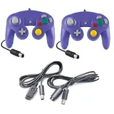 2 Controller Purple + Verlängerungskabel für Nintendo Game Cube Controller Violett Lila GC Verlängerung Extansion Nintendo Wii Cable