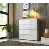 BMG Möbel Schubladen Kommode Sideboard Marbella 3 in Hochglanz Weiß - Made in Germany -