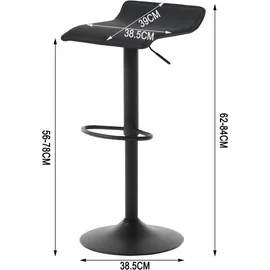 Woltu Barhocker 2er Set, Barstuhl Tresenhocker Bistrohocker Designer Hocker, höhenverstellbar drehbar, Kunstleder Stahl, Schwarz