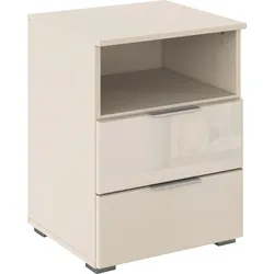 Nachtkommode RAUCH "Nachttisch Nachtschrank Nachtkonsole AGORDO mit Glasfront", beige, glas beige (champagner), B:47cm H:62cm T:43cm, Holzwerkstoff, Sideboards, mit 2 Schubladen und Nische für viel Stauraum MADE IN GERMANY