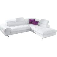 Cotta Ecksofa Chef L-Form, mit Kopfteilverstellung, edle Metallkufen, wahlweise mit Bettfunktion weiß