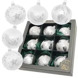 Krebs Glas Lauscha Weihnachtskugeln Weiß 9-tlg. 8cm