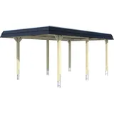 SKANHOLZ Wendland Carport 3,62 x 6,28 m grau inkl. Regenrinne und Pfostenanker