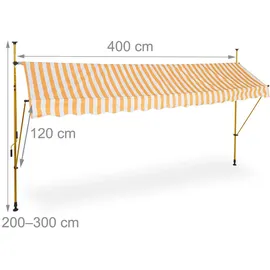 Relaxdays Klemmarkise 400 x 120 cm orange/weiß