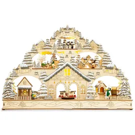 SIKORA LB44 traumhafter XL LED Holz Schwibbogen WINTERSZENEN mit Motor
