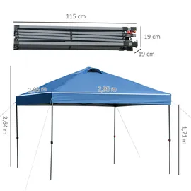 Outsunny Pavillon ca. 3x3m, wasserdicht Stabil Winterfest Pop-up Faltpavillon, UV Schutz, Faltbar Partyzelt, Gartenzelt mit Tasche, Gartenpavillon