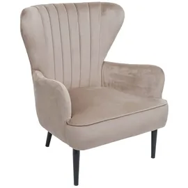 Mendler Lounge-Sessel HWC-K37 Samt 75 x 87,5 x 75 cm taupe mit Rollen