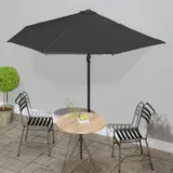 Balkon-Sonnenschirm Alu-Mast Schwarz 300x155x223cm Halbrund CFW548851