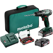 Metabo Akku-Bohrschrauber BS 18 Set (602207930) mit Bit-Box SP (32-teilig), Werkzeugtasche, 18V 2x2Ah Li-Power + SC 30