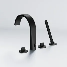 Steinberg Serie 280 Wannenarmatur, Wannenrandmontage, 4-Loch, Ausladung 221 mm, 2802400S Farbe: Mattschwarz