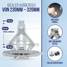 Alca Wagenheber Stahl 100–320 mm silber