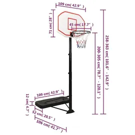 vidaXL Basketballständer Weiß 258-363 cm