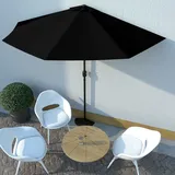 Gecheer Balkon-Sonnenschirm Marktschirm Balkonschirm Gartenschirm Terrassenschirm Sonnenschutz Alu-Mast Schwarz 300x155x223cm Halbrund