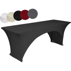TexDeko Stretch Biertischhussen für Bierzeltgarnitur 220 x 70cm Festzeltgarnitur | verstärkte Beintaschen bügelfrei waschbar (Anthrazit)