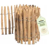 STILTREU Französischer Premium Staketenzaun Kastanie - Länge 5 Meter, Höhe 50 cm, Lattenabstand 2-3 cm