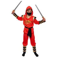 Magicoo goldener Drache Ninja Kostüm Kinder Jungen rot gold - Fasching Kinder Ninja Kostüm für Kind Ninjakostüm (L)