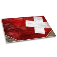 Matterhorn - Schreibtischunterlage Motiv Schweiz Berge Edelweiß rot Holz-Optik Schreibunterlage Papier Papierunterlage DIN A2 40 Blatt