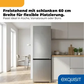 Exquisit KGC400-130-NF-040D Kühl-Gefrierkombination (400 l, 1860 mm hoch, Inoxlook)