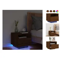 VidaXL Nachttisch mit LED-Leuchten Braun Eichen-Optik 40x39x37 cm