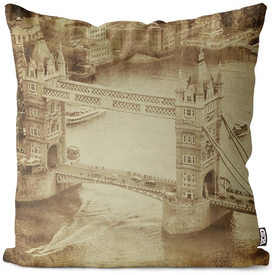 Kissenbezug, VOID (1 Stück), Retro Tower Bridge Vintage London England Britain Großbritannien Vere bunt 80 cm x 80 cm