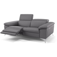 Sofanella 2-Sitzer Leder Stella, Relaxsofa, Designsofa, Designer Couch, Italienisches Sofa, 2er Sofa grau