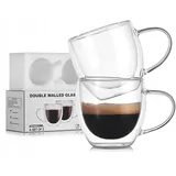 Ecarla Latte macchiato gläser set 2 x 250 ml | Thermogläser Doppelwandig | Kaffeeglas, Trinkgläser, Teegläser, Cappuccino Gläser aus Borosilikatglas (6x250ml)