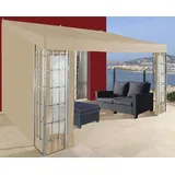 Quick Star Rank Anbau 3x4m Sand mit 3 Seitenteilen Anbaupavillon Terrassendach