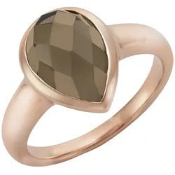 Jamelli Ring 925 Silber rosé vergoldet Rauchquarz