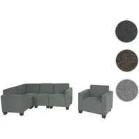 Modular Sofa-System Couch-Garnitur Lyon 4-1, Stoff/Textil ~ grau