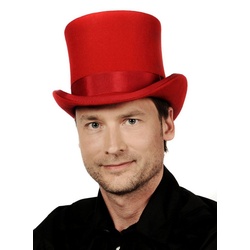 thetru Kostüm Steampunk Zylinder Hut rot für Karneval Halloween, Eleganter Hut für einen auffälligen und zugleich gediegenen Auftritt rot 57