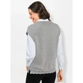 Inspirationen Pullunder "Pullunder", Damen, Gr. 48, grau (steingrau, meliert), 50% Viskose, 28% Polyester, 22% Polyamid, unifarben, Pullover