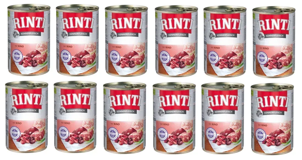 Rinti Kennerfleisch Rind Nassfutter für Hunde - Rindfleisch 12x400g (Rabatt für Stammkunden 3%)