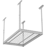 GRINDI Metall Garagen Deckenregal mit Gitterboden - PGF 2 - Weiß, 60x120