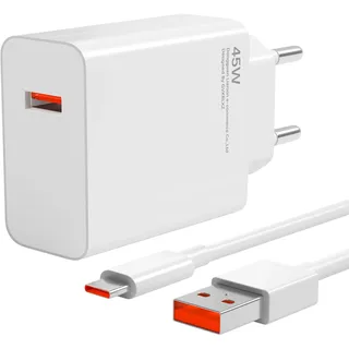 45W USB Ladegerät für Xiaomi Redmi Note 14 Pro 5G Poco X7 M7Pro M6 Mi Pad 7 6 Redmi K80Pro mit 6A Typ C Ladekabel 1M Turbo Schnelllade Adapter USB Netzteil für Xiaomi 13Pro 12Pro 11Pro Pad Pro SE