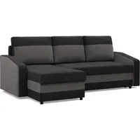 Ecksofa mit Schlaffunktion Orion, Universelle Seite, Schwarz + Grau - Schwarz/Grau