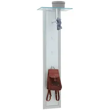 DIETER KNOLL Garderobenpaneel Weiß, Alu, Metall, Glas, 52x170x35 cm, Aufhängemöglichkeit, Hutablage, Garderobe, Garderobenpaneele, Garderobenpaneele