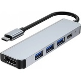 Gembird Notebook-Dockingstation & Portreplikator Kabelgebunden USB 3.2 Gen 1 (3.1 Gen 1) Type-C Silber