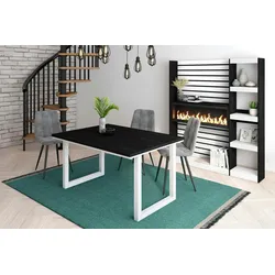 SKRAUT HOME Esstisch, 6 Plätze, 140x90x75cm, Robust und stabil dank seiner Zarge und massiven Beinen, Farbe Schwarz, Industriestil - T140BocUBL